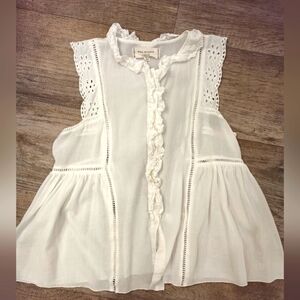 Max Studio London White Eyelet Sleeveless Blouse